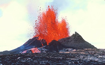 The Main Caldera of Kilauea erupting